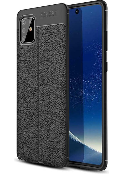 Galaxy A81 (Note 10 Lite) Kılıf Deri Görünümlü Tam Koruma Orjinal Silikon