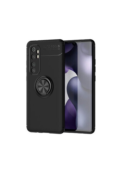 Xiaomi Mi Note 10 Lite Kılıf Yüzüklü Standlı Soft Parmak Izi Bırakmaz+Nano Ekran Koruma