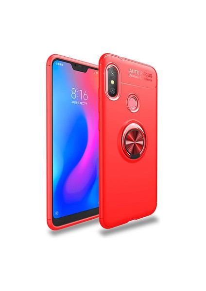 Xiaomi Redmi Note 6 Pro Kılıf Yüzüklü Standlı Soft Parmak Izi Bırakmaz+Nano Ekran Koruma