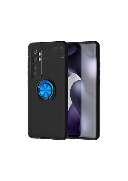 Xiaomi Mi Note 10 Lite Kılıf Yüzüklü Standlı Soft Parmak Izi Bırakmaz+Nano Ekran Koruma