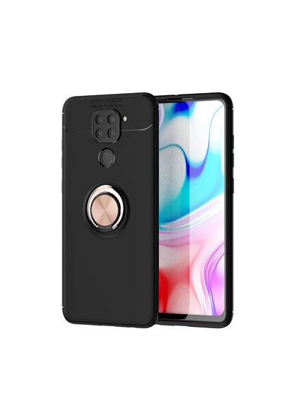 Xiaomi Redmi Note 9 Kılıf Yüzüklü Standlı Soft Parmak Izi Bırakmaz+Nano Ekran Koruma