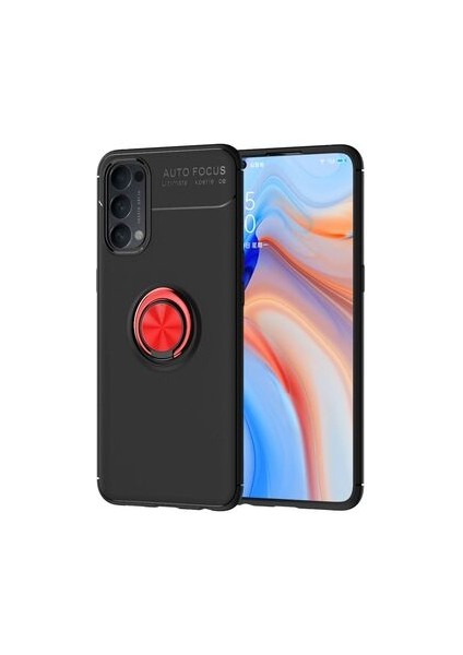 Oppo Reno 4 Kılıf Yüzüklü Standlı Soft Parmak Izi Bırakmaz+Nano Ekran Koruma