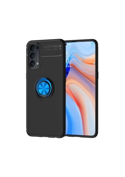 Oppo Reno 4 Kılıf Yüzüklü Standlı Soft Parmak Izi Bırakmaz+Nano Ekran Koruma