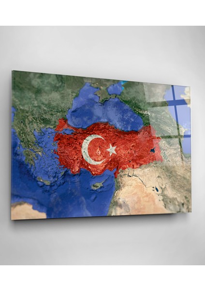 Türk Bayrağı Cam Tablo Dekoratif Cam Tablo
