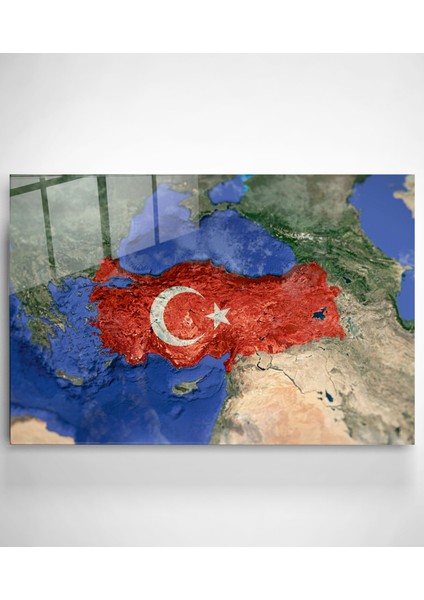 Türk Bayrağı Cam Tablo Dekoratif Cam Tablo