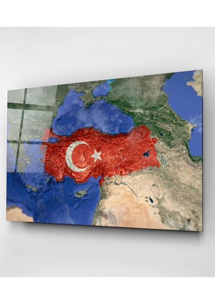 Türk Bayrağı Cam Tablo Dekoratif Cam Tablo