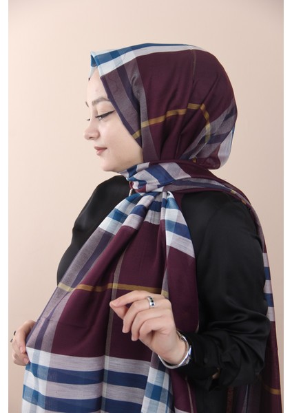 Mürdüm Sima Burberry Ekose Şal