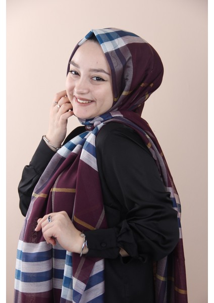 Mürdüm Sima Burberry Ekose Şal