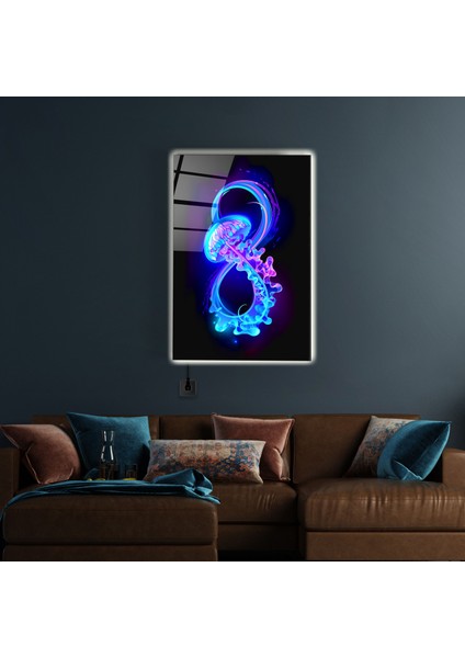 LED Aydınlatmalı Denizanası Cam Tablo, Işıklı Cam Tablo