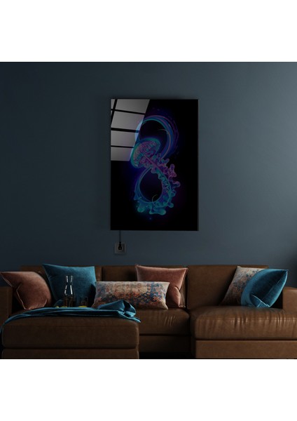 LED Aydınlatmalı Denizanası Cam Tablo, Işıklı Cam Tablo