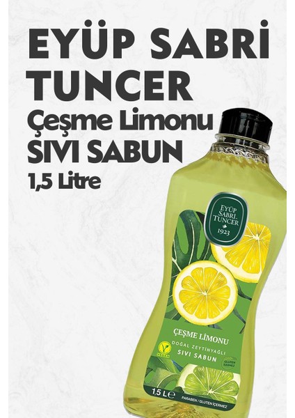 Doğal Zeytinyağlı Sıvı Sabun Çeşme Limonu Sıvı Sabun 1500 Ml