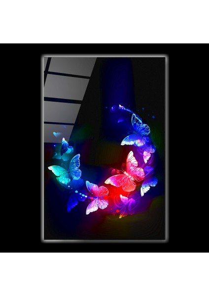LED Aydınlatmalı Kelebekler Cam Tablo Işıklı Cam Tablo fırsatları
