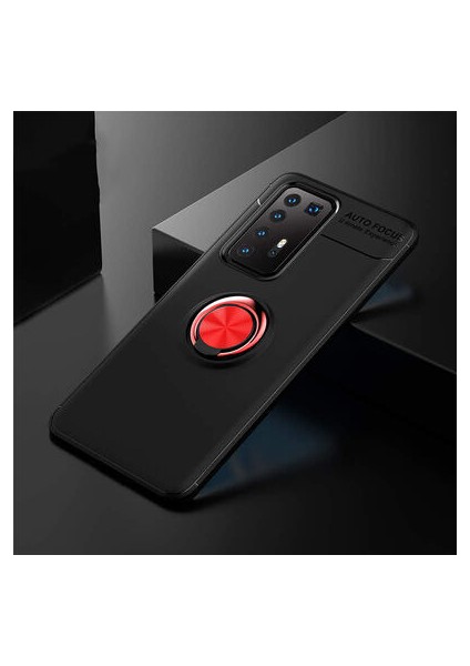 Huawei P40 Kılıf Yüzüklü Standlı Soft Parmak Izi Bırakmaz+Nano Ekran Koruma