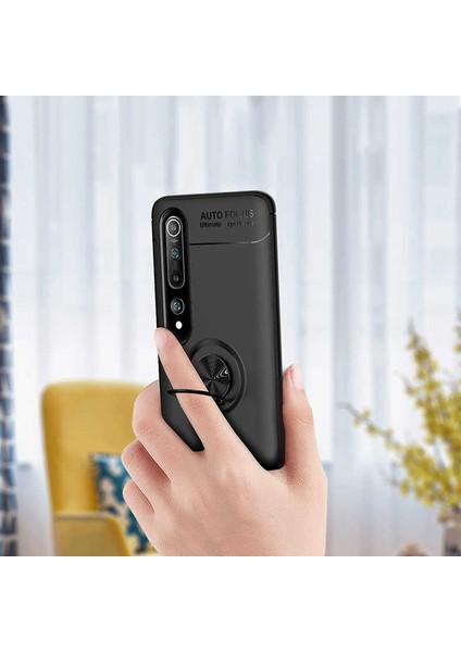 Xiaomi Mi 10 Kılıf Yüzüklü Standlı Soft Parmak Izi Bırakmaz Kapak