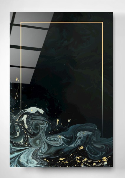 Digi Glass Digi Art Green & Gold Cam Tablo