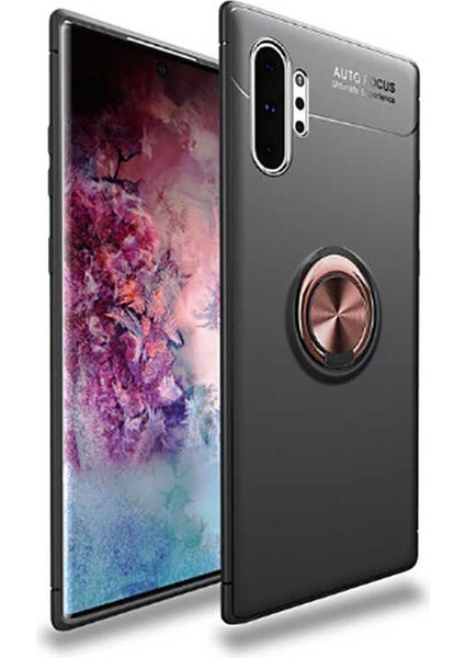 Samsung Galaxy Note 10 Plus Kılıf Yüzüklü Standlı Soft Parmak Izi Bırakmaz+Nano Ekran Koruma