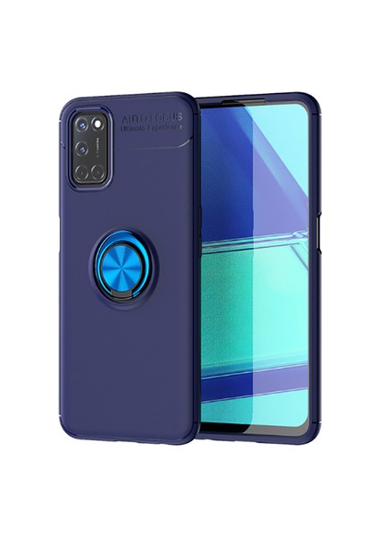 Oppo A72 Kılıf Yüzüklü Standlı Soft Parmak Izi Bırakmaz+Nano Ekran Koruma