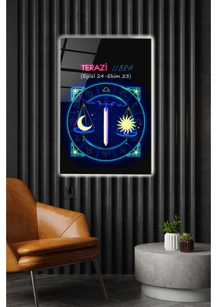 LED Aydınlatmalı Libra Cam Tablo, Işıklı Cam Tablo
