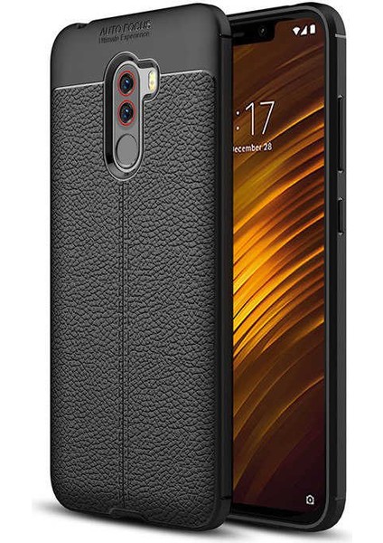 Xiaomi Pocophone F1 Kılıf Deri Görünümlü Tam Koruma Orjinal Silikon