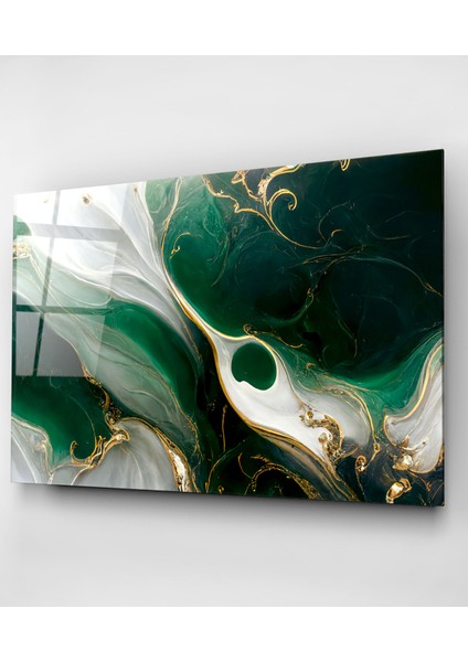 Green And Gold Cam Tablo Dekoratif Cam Tablo