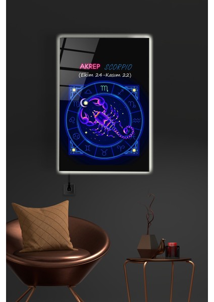 LED Aydınlatmalı Scorpio Cam Tablo, Işıklı Cam Tablo