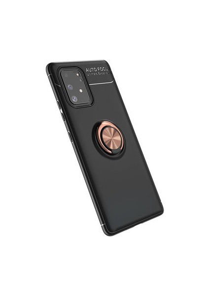 Samsung Galaxy A91 S10 Lite Kılıf Yüzüklü Standlı Soft Parmak Izi Bırakmaz+Nano Ekran Koruma