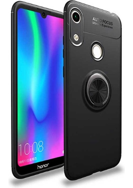 Huawei Y6 2019 Kılıf Yüzüklü Standlı Soft Parmak Izi Bırakmaz+Nano Ekran Koruma
