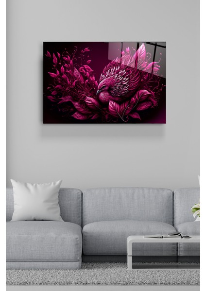 Pink Bird Cam Tablo Dekoratif Cam Tablo
