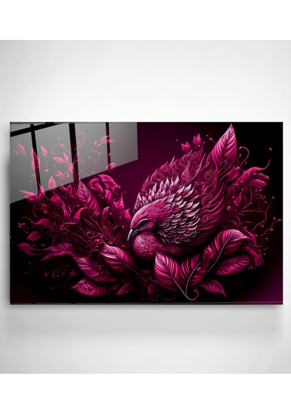 Pink Bird Cam Tablo Dekoratif Cam Tablo