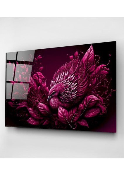 Pink Bird Cam Tablo Dekoratif Cam Tablo