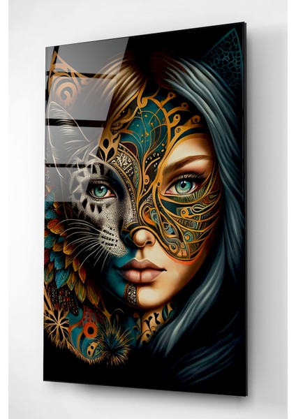Cat Mask Girl Cam Tablo Dekoratif Cam Tablo fırsatları