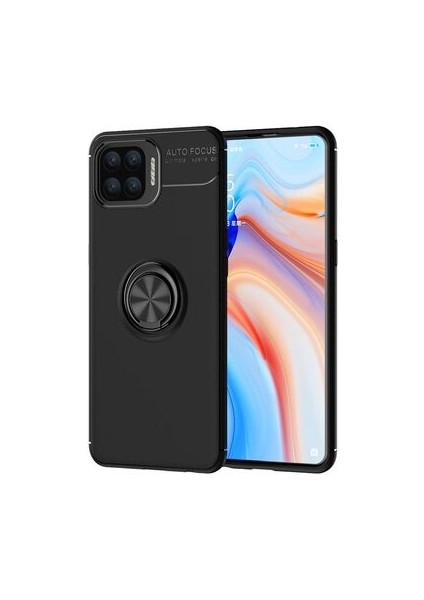 Oppo Reno 4 Lite Kılıf Yüzüklü Standlı Soft Parmak Izi Bırakmaz Kapak