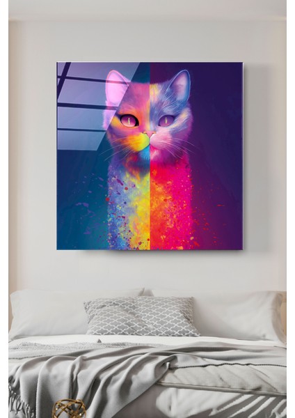 Kedi Cam Tablo Dekoratif Cam Tablo