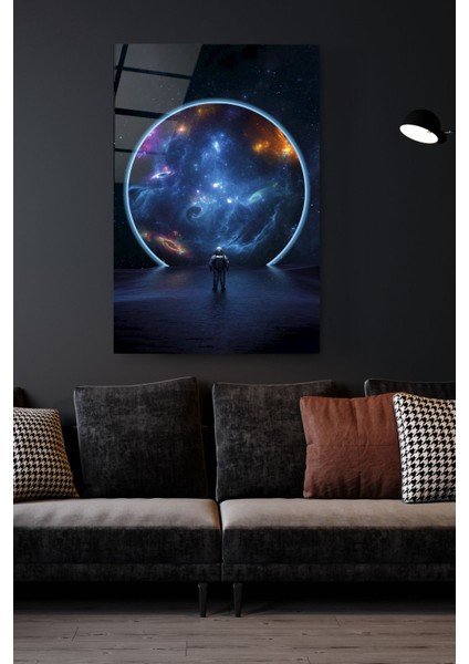 Digi Glass Astronot Uzay Cam Tablo Galaksi Cam Tablo