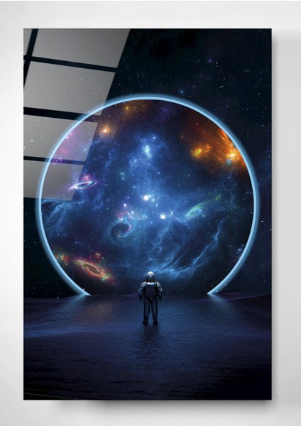 Digi Glass Astronot Uzay Cam Tablo Galaksi Cam Tablo