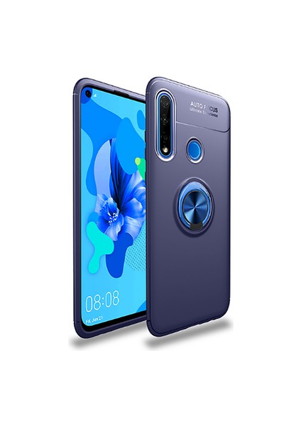 Huawei P40 Lite E Kılıf Yüzüklü Standlı Soft Parmak Izi Bırakmaz+Nano Ekran Koruma