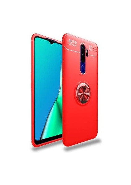 Oppo A9 2020 Kılıf Yüzüklü Standlı Soft Parmak Izi Bırakmaz+Nano Ekran Koruma