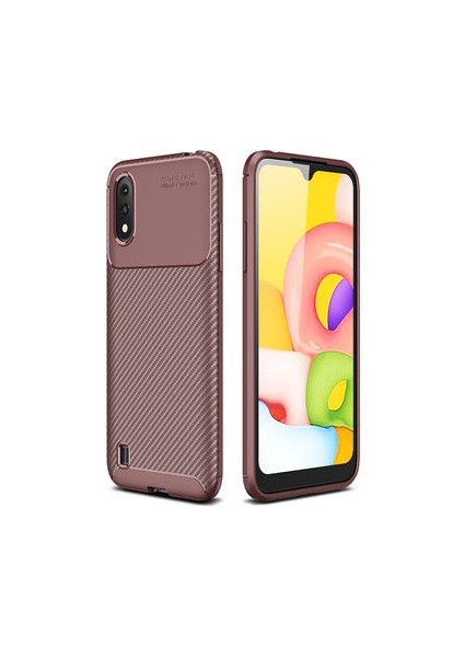 Samsung Galaxy A01 Kılıf Ultra Slim Fit Karbon Tasarım Tam Kalıp