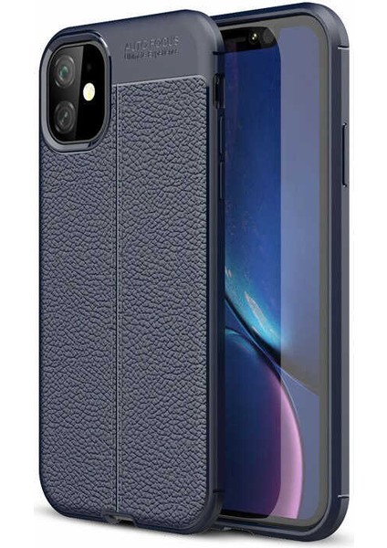 Apple iPhone 11 Kılıf Deri Görünümlü Tam Koruma Orjinal Silikon
