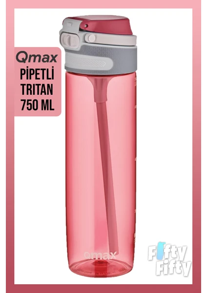 Tritan Bpa Içermeyen Pipetli Su Matarası 750 ml Pembe