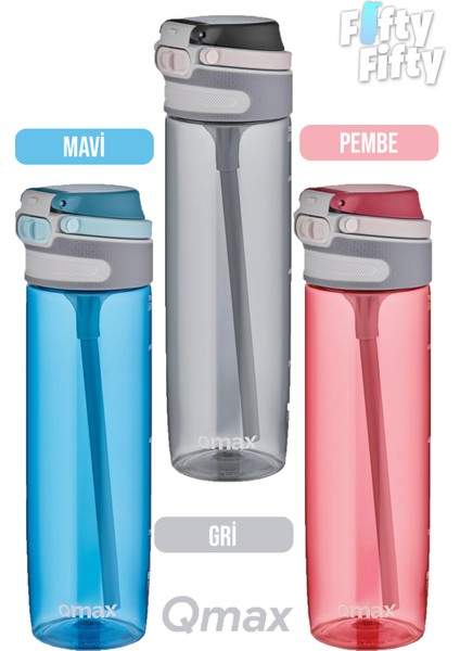 Tritan Bpa Içermeyen Pipetli Su Matarası 750 ml Pembe