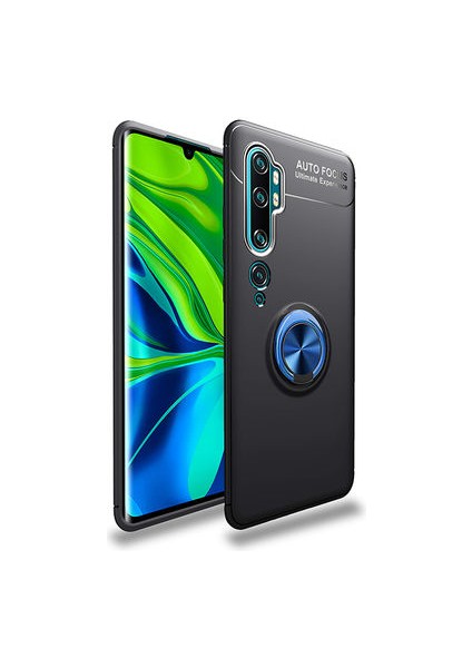 Xiaomi Mi Note 10 Kılıf Yüzüklü Standlı Soft Parmak Izi Bırakmaz Kapak