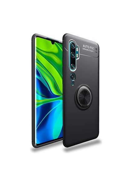 Xiaomi Mi Note 10 Kılıf Yüzüklü Standlı Soft Parmak Izi Bırakmaz Kapak