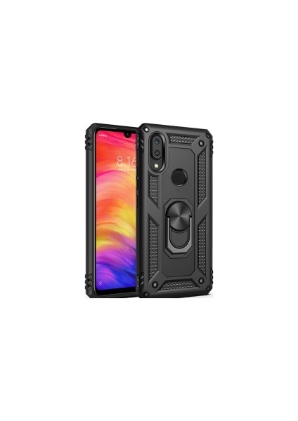 Huawei P Smart 2019 Kılıf Yüzüklü Standlı Mıknatıslı Zırhlı Panzr Koruma 9h Antishock Nano Cam