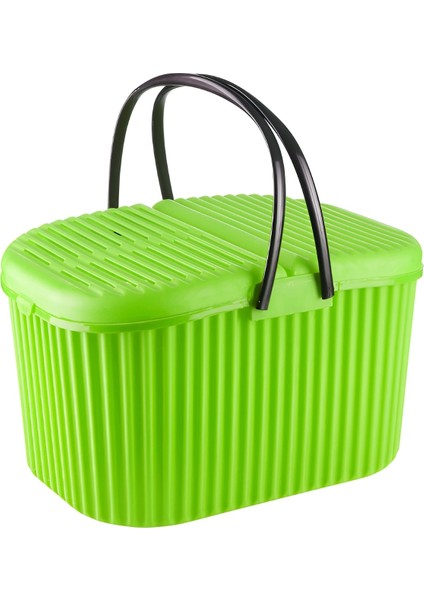 Proff Plastik Piknik Sepeti, Oyuncak Sepeti, Saklama Sepeti Yeşil Renk 48 Cm