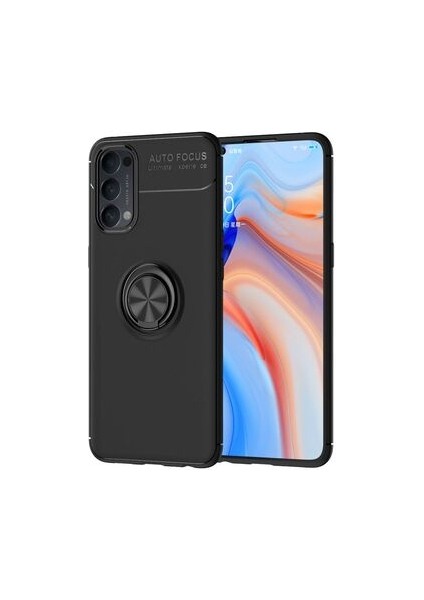 Oppo Reno 4 Kılıf Yüzüklü Standlı Soft Parmak Izi Bırakmaz Kapak