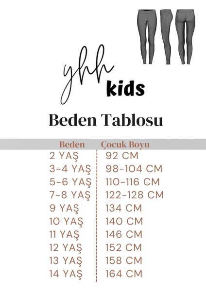 Yhh Kids 2 Adet Penye Pamuklu Çocuk Tayt Siyah