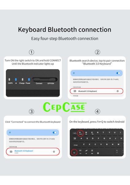 Samsung Galaxy Z Fold 2 Kılıf Standlı Bluetooth Klavyeli Foldable Magnet Stand Keyboard Set Kılıf