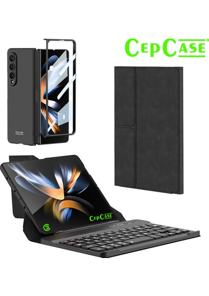 Samsung Galaxy Z Fold 4 Kılıf Standlı Bluetooth Klavyeli Foldable Magnet Stand Keyboard Set Kılıf