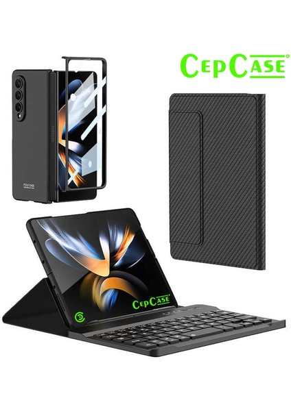 Samsung Galaxy Z Fold 3 Kılıf Standlı Bluetooth Klavyeli Foldable Magnet Stand Keyboard Set Kılıf